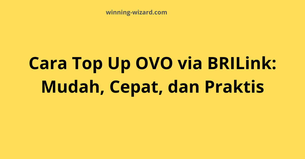 Cara Top Up OVO BRILink: Mudah, Cepat, dan Praktis